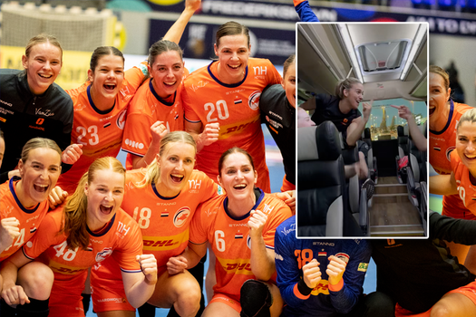 Estavana Polman en handbalsters vieren plaatsing voor Olympische Spelen met Nederlandse meezinger