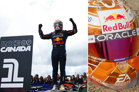 Max Verstappen haakt in op EK-gekte met oranje helm: 'Zelfs fans verwerkt in de helm'