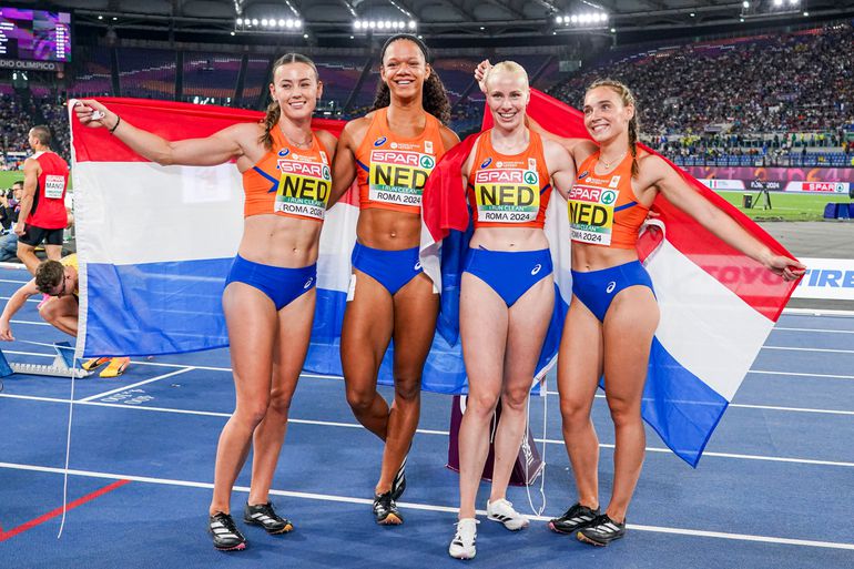 Nederlandse vrouwen pakken bronzen medaille op 4x100 meter na spectaculaire fotofinish