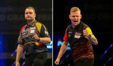 Dimitri van den Berg en Mike De Decker schrijven Belgische dartshistorie op de World Grand Prix. © PDC Darts, beeldbewerking Sportnieuws.nl