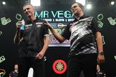 Wessel Nijman en Gian van Veen gooiden een sensationele wedstrijd op de Grand Slam of Darts. ©PDC