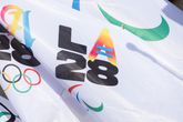 Het logo van de Olympische Zomerspelen van 2028. © Getty Images