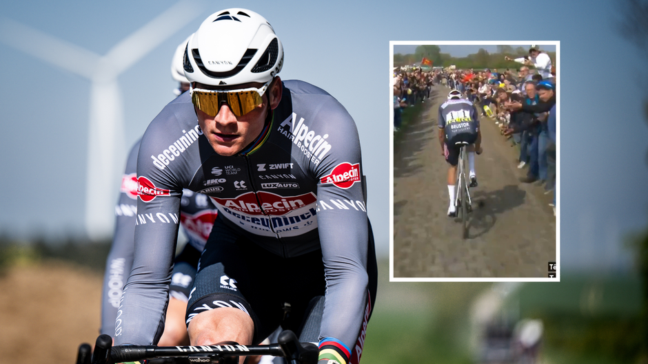 Schandalige actie in Parijs-Roubaix: Mathieu van der Poel geraakt door bidon van toeschouwer