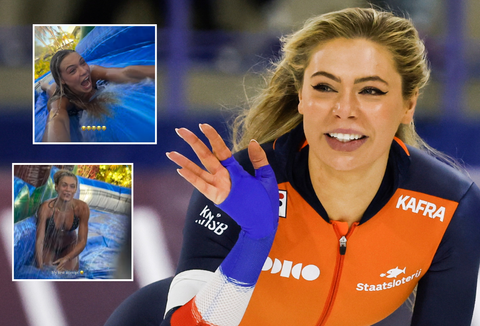 Schaatsicoon Jutta Leerdam gilt het uit tijdens kletsnat avontuur: 'Mijn eerste keer'