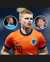 Kees Smit wordt vergeleken met Kevin de Bruyne (L) en Frenkie de Jong (R). ©Pro Shots, en Getty Images, beeldbewerking Sportnieuws.nl.