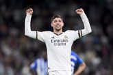 Federico Valverde viert de 3-0. © Getty Images