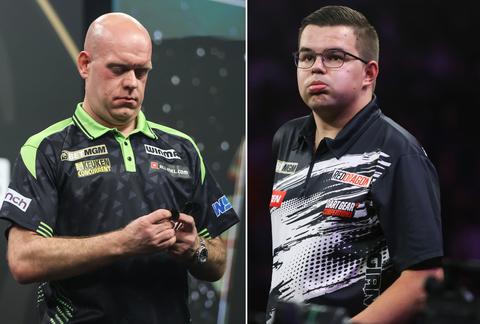 Doemscenario komt uit voor Michael van Gerwen en Gian van Veen in Premier League Darts