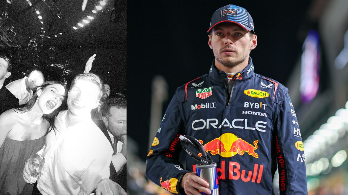 Max Verstappen geniet met vriendin Kelly Piquet op Portugese bruiloft van een drankje