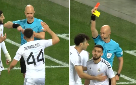 Video | High five? Nee, rood! Misverstand tussen verdediger en scheidsrechter zorgt voor hilariteit