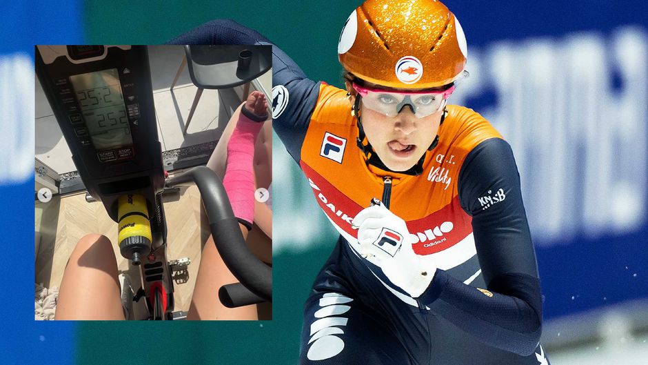 Met één been op de fiets: Suzanne Schulting deelt beelden van haar herstel