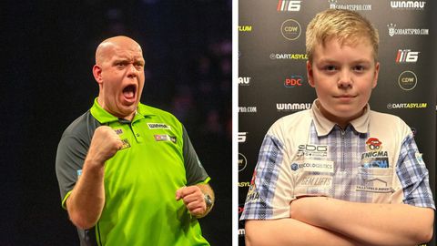 Schots toptalent (10) gooide mede dankzij Michael van Gerwen bijna 105 gemiddeld: 'Hij was zo aardig'