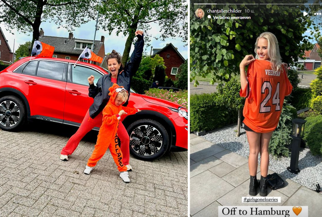 Zo leven vrouwen van Oranje-spelers in stijl toe naar Nederland - Polen op het EK