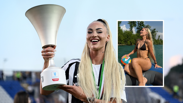 'Mooiste voetbalvrouw ter wereld' (26) steelt op boot de show in bikini