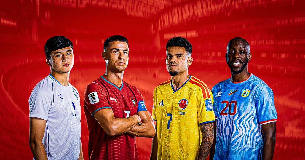 Portugal, Colombia, Congo DR en Oezbekistan zijn onderdeel van Groep K. © Getty Images en beeldbewerking Sportnieuws.nl