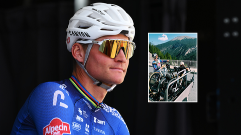 Topwielrenner Mathieu van der Poel stoomt zich klaar voor WK in gezelschap van opvallende gast