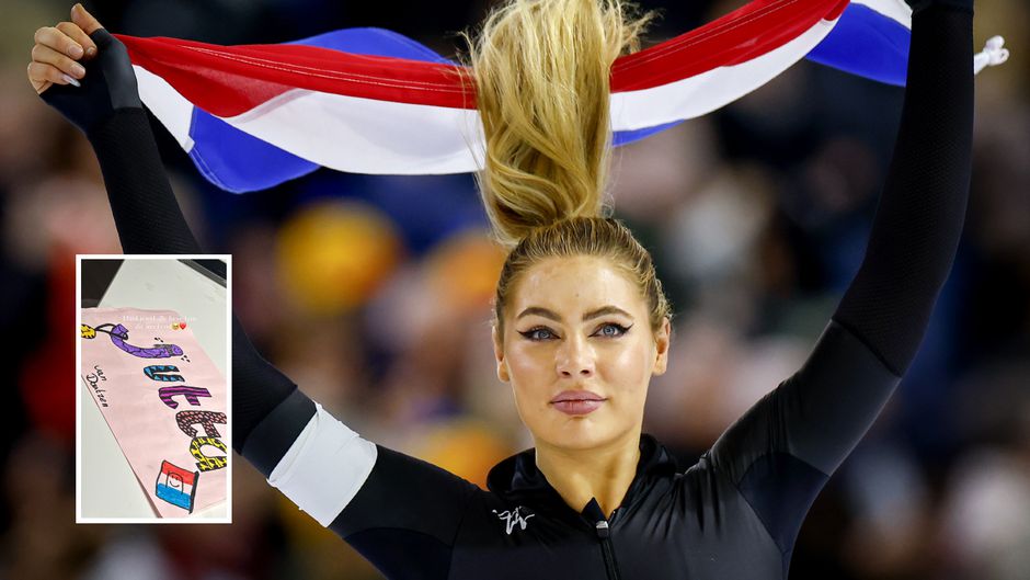 'Queen' Jutta Leerdam maakt zussen trots en ontvangt bijzonder cadeau van fan in Thialf