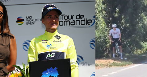 Tourwinnaar Tadej Pogacar moedigt verloofde undercover aan, Urska Zigart pakt de leiding in Romandië