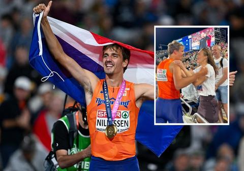 Vriendin Nederlandse topatleet Stefan Nillessen schreeuwt het uit van verbijstering op EK