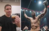 'Kleine drinker' Rico Verhoeven drinkt en toost op zijn overleden vader. ©Instagram/Glory, beeldbewerking Sportnieuws.nl