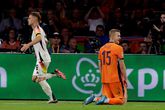 Matthijs de Ligt maakt verdedigende fout, waardoor Duitsland scoort. © Getty Images