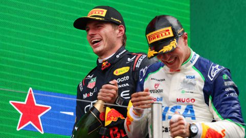 Max Verstappen en Isack Hadjar © Getty Images
