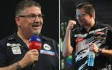 Gian van Veen mag tegen 'zijn held' Gary Anderson op de Grand Slam of Darts. ©PDC, beeldbewerking Sportnieuws.nl.