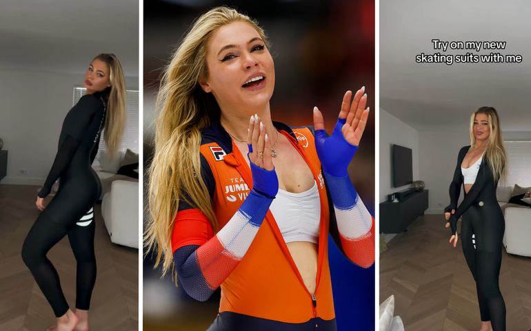 Jutta Leerdam trekt strak schaatspak aan voor de camera: schaatsster geeft fans inkijkje