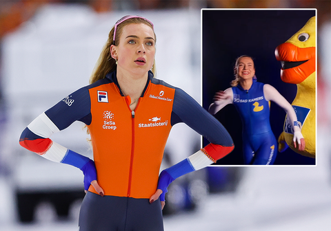 Topschaatsster Joy Beune in de maling genomen tijdens fotoshoot: 'Staat dit ook op beeld?'