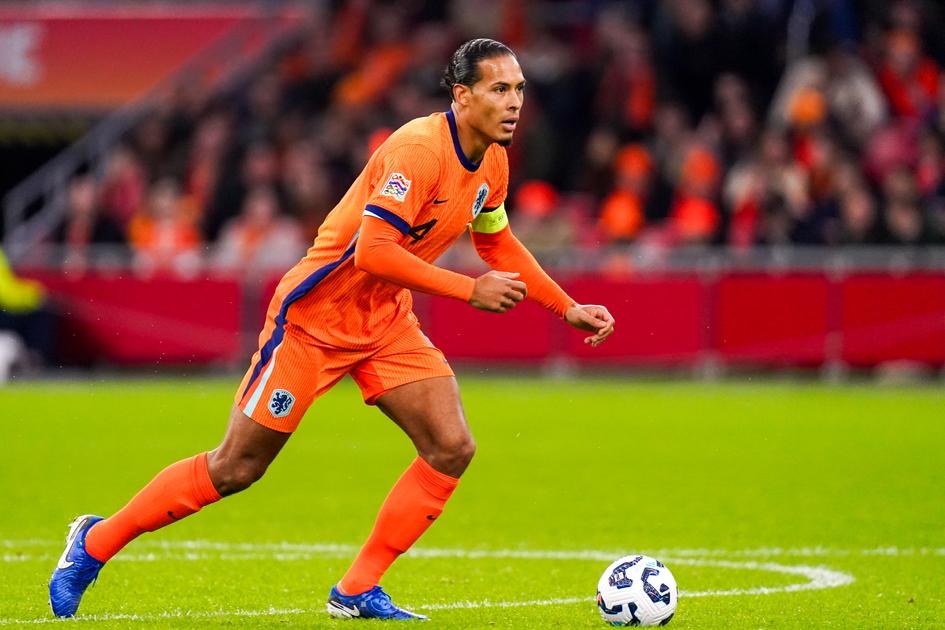 Virgil van Dijk playing for the Netherlands