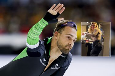 Topschaatser Kjeld Nuis plaagt vriendin Joy Beune: 'Zo zien we haar het liefst, in de keuken'