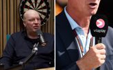 Dartsanalist Vincent van der Voort vindt het 'jammer' dat Viaplay ervoor kiest om de Premier League Darts 'uitgekleed' uit te zenden. ©Getty Images, beeldbewerking Sportnieuws.nl.