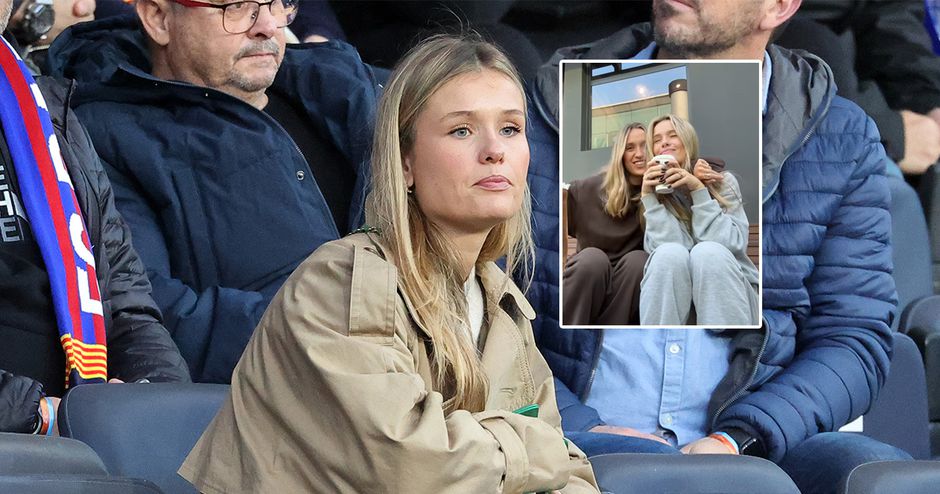 Mikky Kiemeney (vrouw Frenkie de Jong) krijgt dikke knuffel van goede vriendin op sombere ochtend