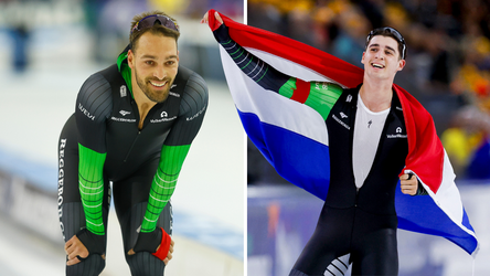 Topschaatsers Kjeld Nuis en Jenning de Boo dollen als 'superheld' op trainingskamp