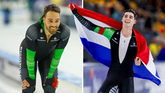 Topschaatsers Kjeld Nuis en Jenning de Boo dollen als 'superheld' op trainingskamp