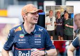 Max Verstappen en Banzkitters Matthy en Robbie. Getty Images