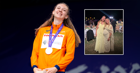 Femke Broeders-Bol stralend middelpunt op bruiloft atletiekicoon: 'Wat een lieve meid'