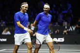 Roger Federer en Rafael Nadal op de Laver Cup in 2022. Getty Images