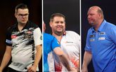 Darter Stefan Bellmont (midden) won het WK-kwalificatietoernooi in Kalkar, maar collega's Gian van Veen en Vincent van der Voort spreken schande van de organisatie. ©Getty Images, beeldbewerking Sportnieuws.nl.