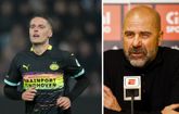 Joey Veerman en Peter Bosz verwachten dat het móét gebeuren voor PSV tegen Rode Ster in de Champions League. ©Pro Shots/Getty Images, beeldbewerking Sportnieuws.nl.