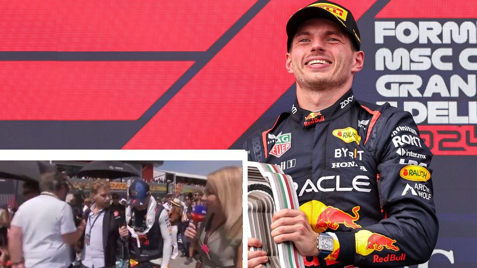 Viaplay-reporter wordt tijdens interview met Max Verstappen weggesleurd: 'Ik had dat niet gezien'