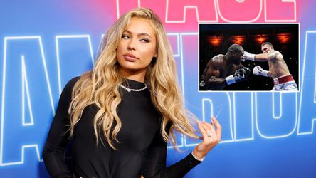 Topschaatsster Jutta Leerdam straalt in gewaagde jurk tijdens bezoek met Jake Paul aan historisch boksgevecht