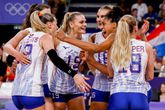 De Nederlandse volleybalsters op de Spelen in Parijs. © Getty Images