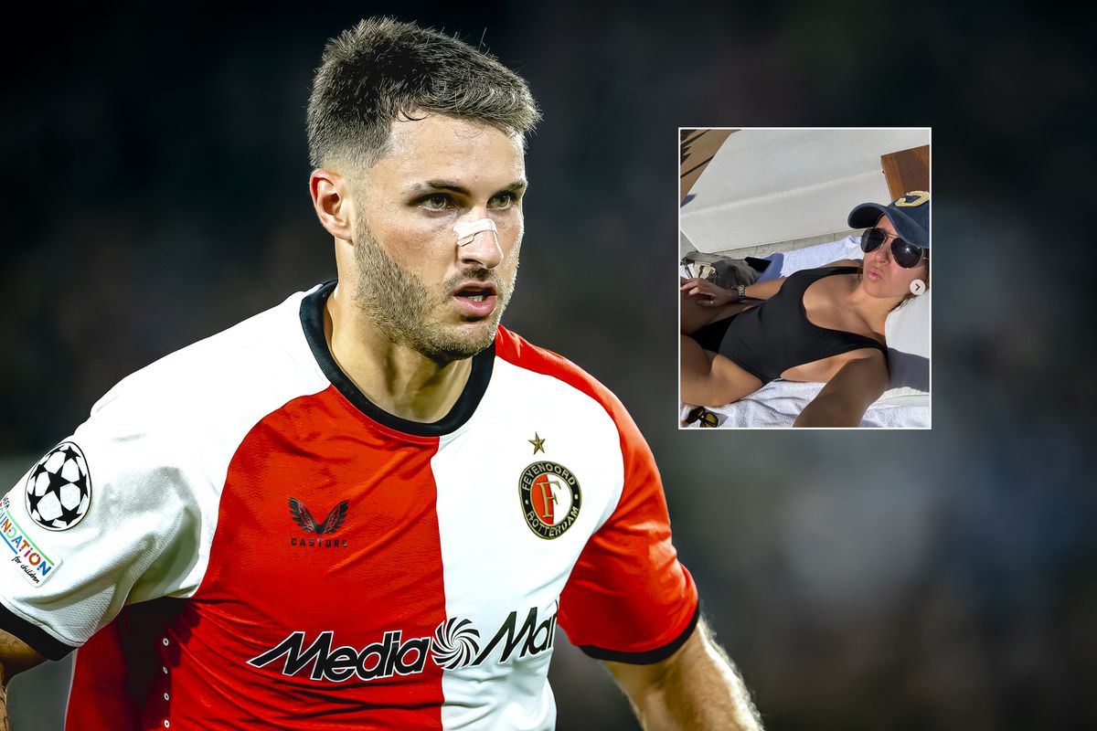 Vrouw Santiago Giménez deelt naaktfoto van Feyenoord-spits op Instagram: 'Een klein cadeautje'