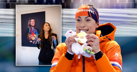 Femke Kok imiteert iconische foto van schaatslegende Ireen Wüst: 'Hooligan'
