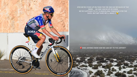 Politie helpt topwielrenner Remco Evenepoel van besneeuwde berg: tijd dringt voor koersstart