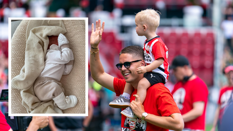 Chantalle Schilder (vriendin PSV'er Joey Veerman) deelt eerste beelden van pasgeboren zoontje: 'Onze kampioen'