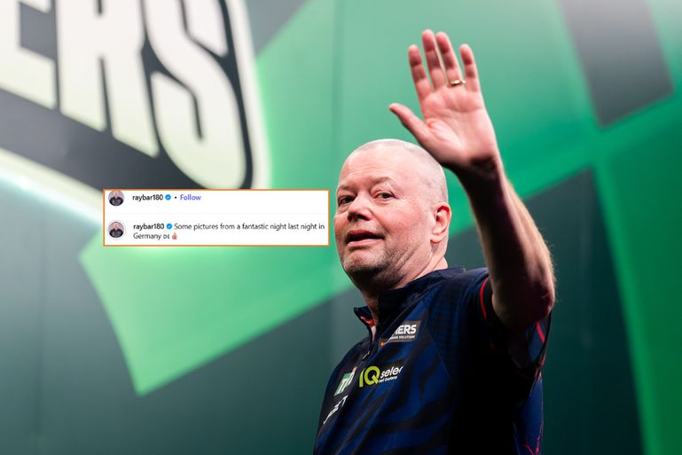 Blije dartslegende Raymond van Barneveld gaat na 'fantastische avond' de mist in: 'Sorry Barney..'