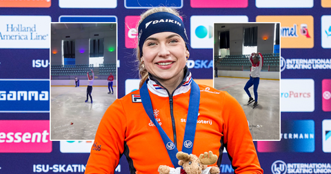 Gouden Joy Beune toont 'geheime talent' in andere schaatsomgeving, teamgenoot laat zien hoe het wél moet