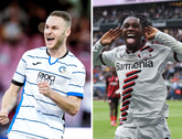 Teun Koopmeiners (Atalanta) en Jeremie Frimpong (Bayer Leverkusen) staan in de Europa League-finale © Getty Images, beeldbewerking Sportnieuws.nl
