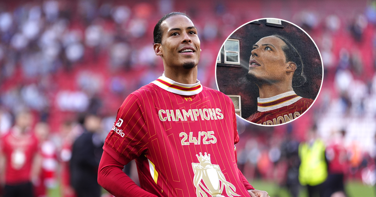 'Kunstwerk' van Virgil van Dijk onthuld in Liverpool: 'Het is eindelijk af'